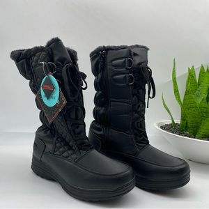 Totes Jami Faux Fur Waterproof thermolite Quilted Boot in black size 10 M NeW
